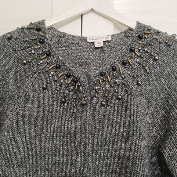 Coldwater Creek Beaded Jewel Neck Cardigan Sweater - Picture 3 of 11